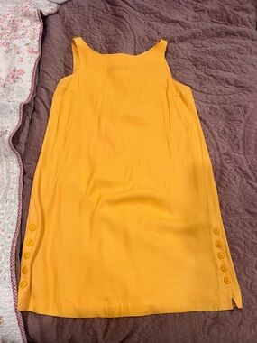 Ellesse Bright Yellow Sleeveless Midi Dress with Side Button Tabs